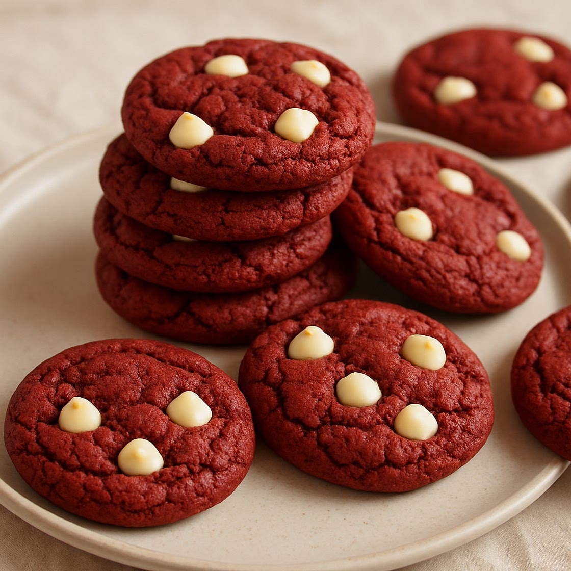 Red Velvet White Chocolate Chip Cookies