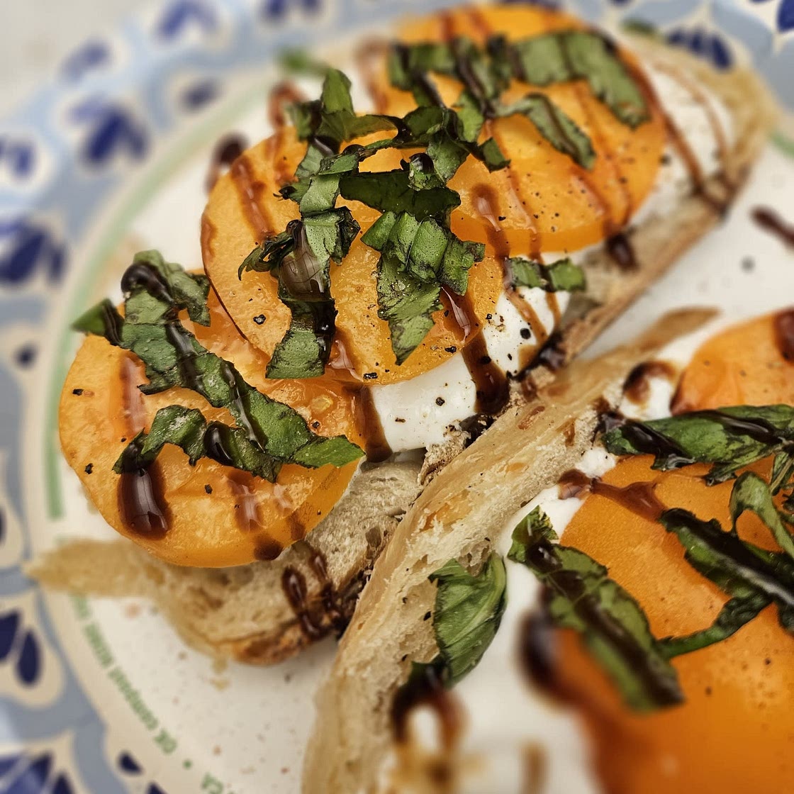 Tomato Basil Whipped Cottage Cheese Toast