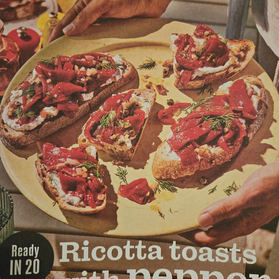 Ricotta toasts with pepper salsa