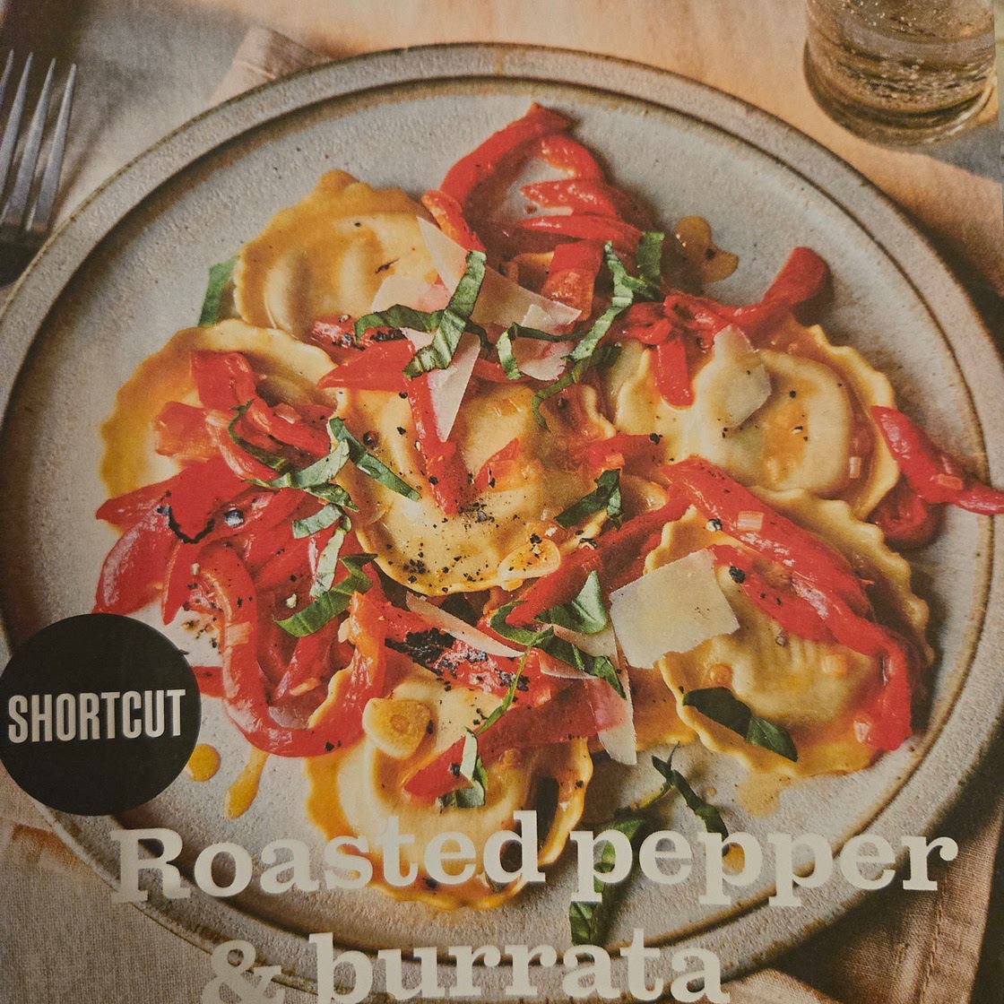 Roasted pepper and burrsta fiorelli/ravioli