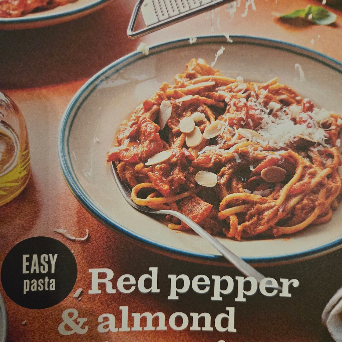 Rep pepper and almond linguine