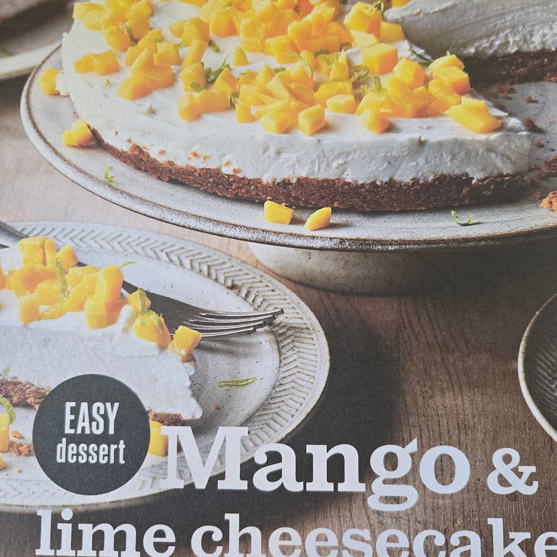 Mango and lime cheesecake