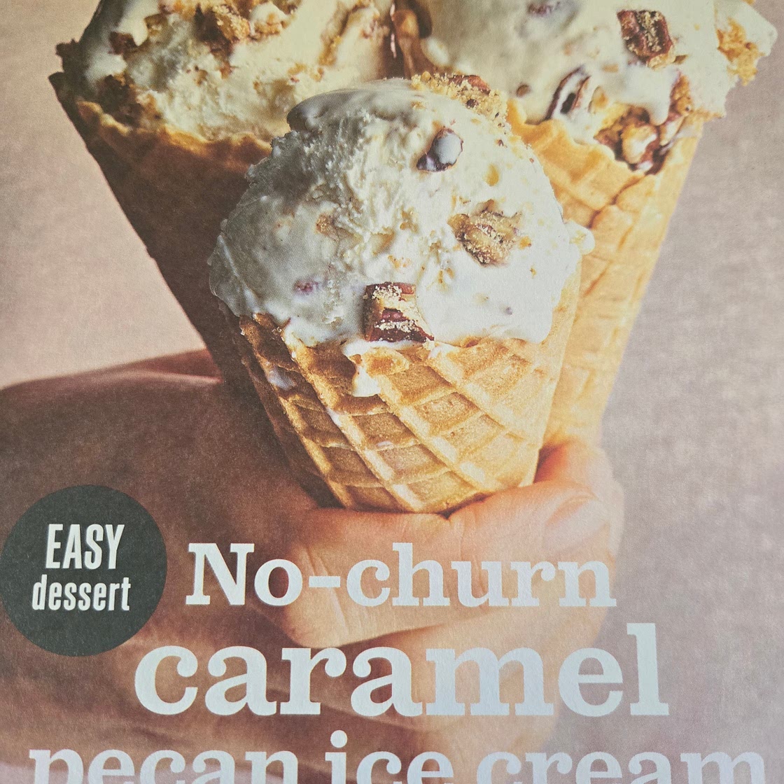 No-churn caramel pecan ice cream