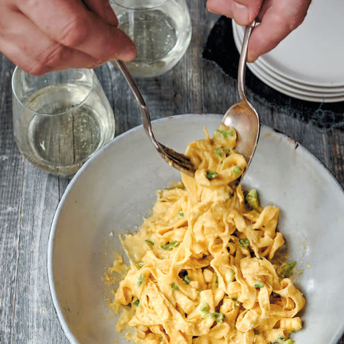 Fettuccine with corn crema