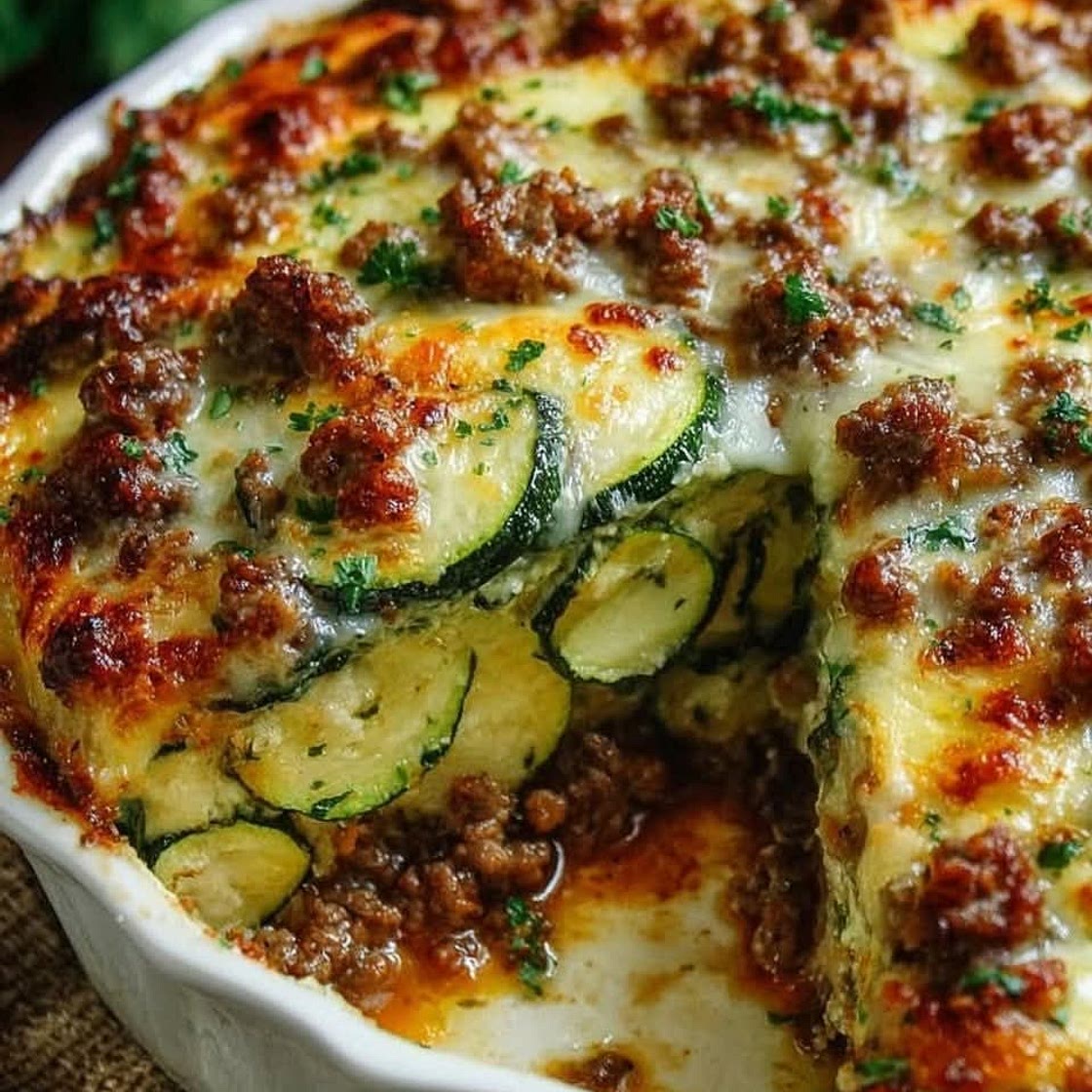 Ground Beef Zucchini Bake (Low Carb)
