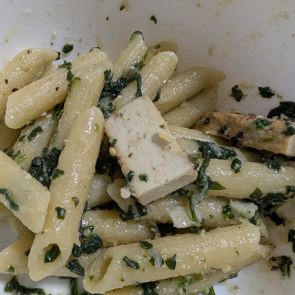 Spinach tofu miso pasta