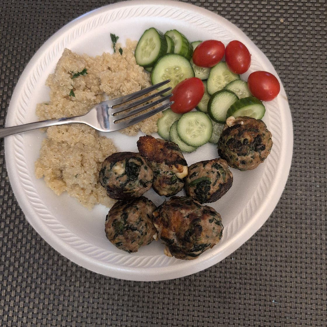 Spinach & Feta Turkey Meatballs with Herbed Quinoa