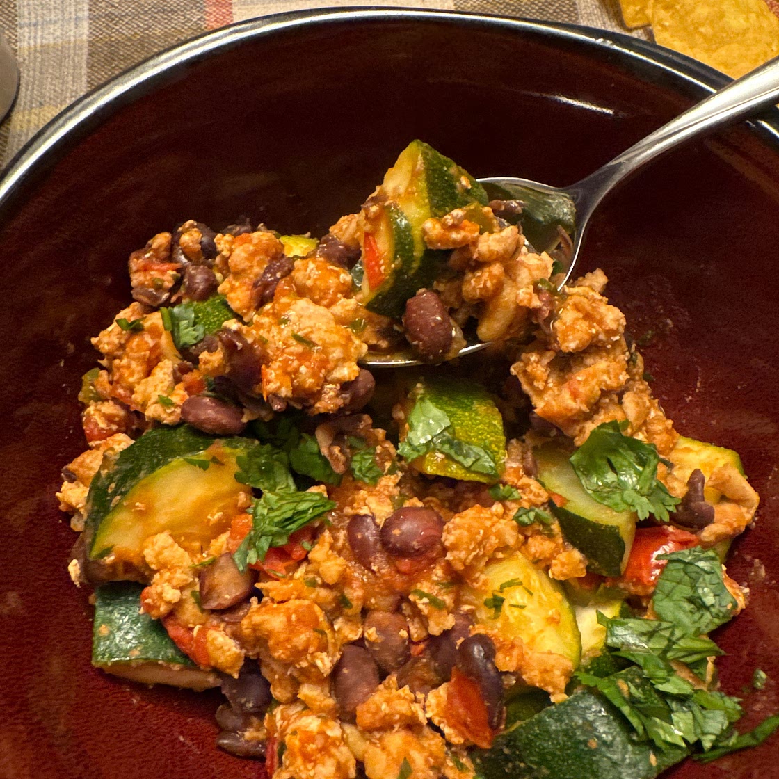 Ground Turkey Skillet with Zucchini, Corn, Black Beans and Tomato