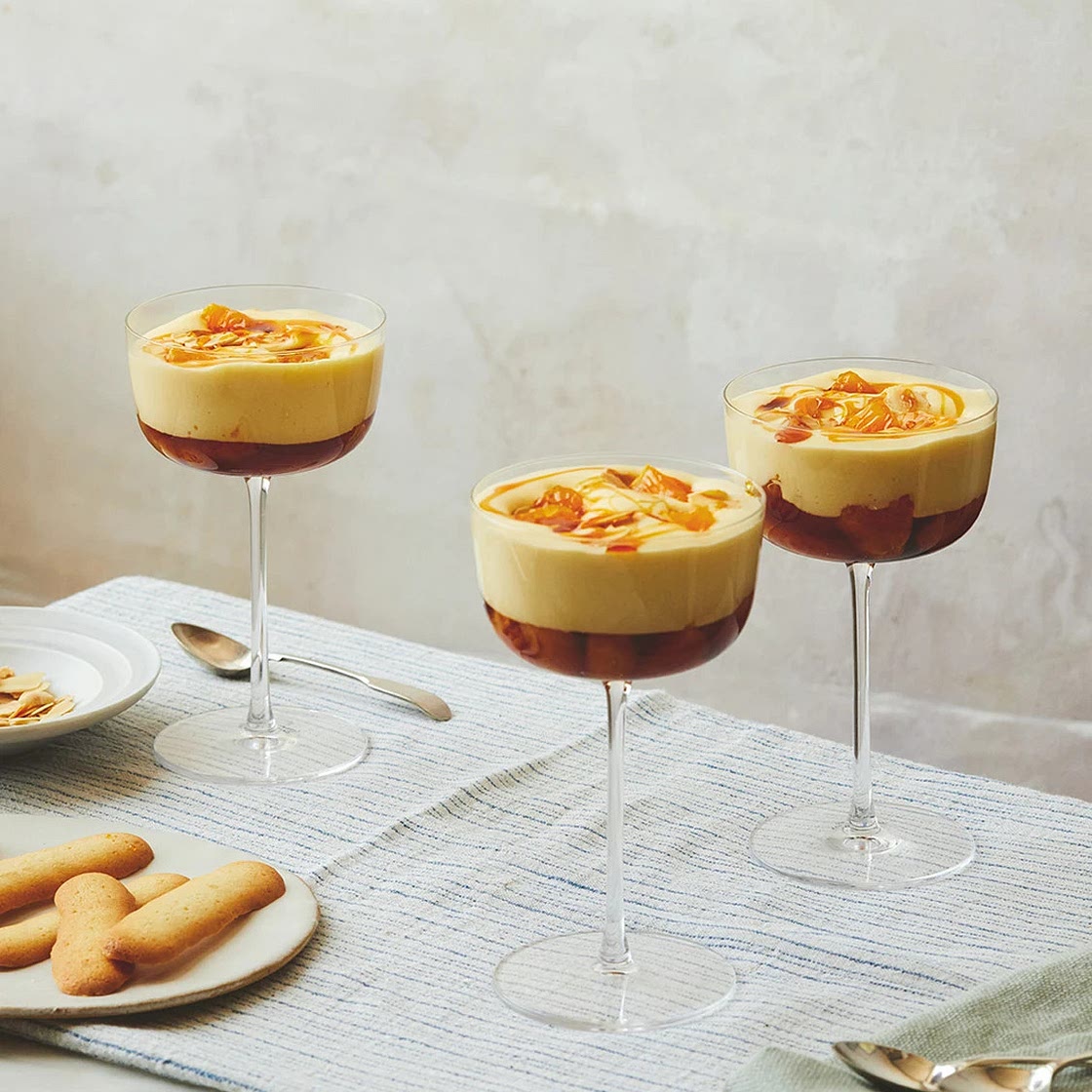 Caramel-poached Oranges with Sabayon and Langues de Chat - Nic