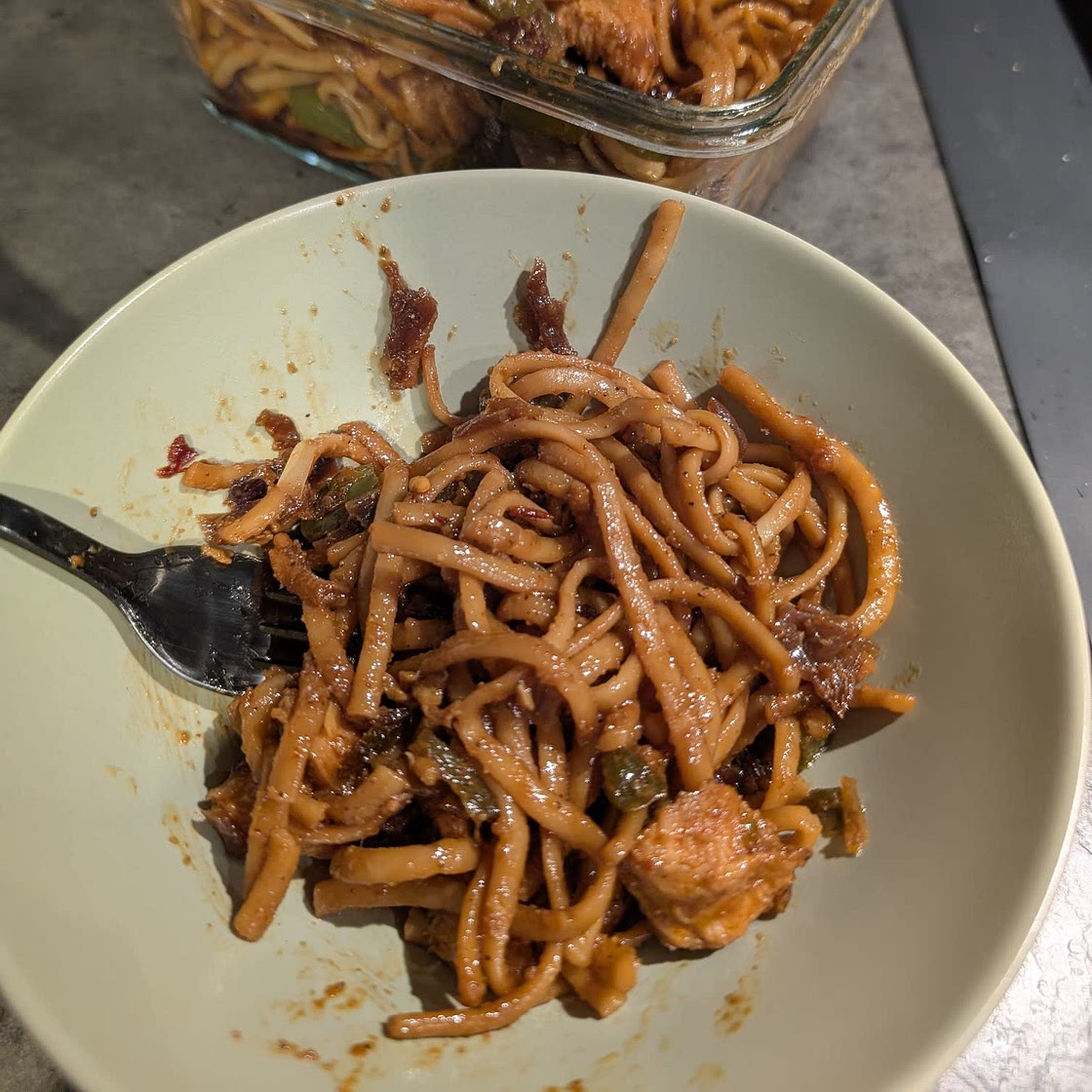 Honey Chipotle Chicken Udon - my version