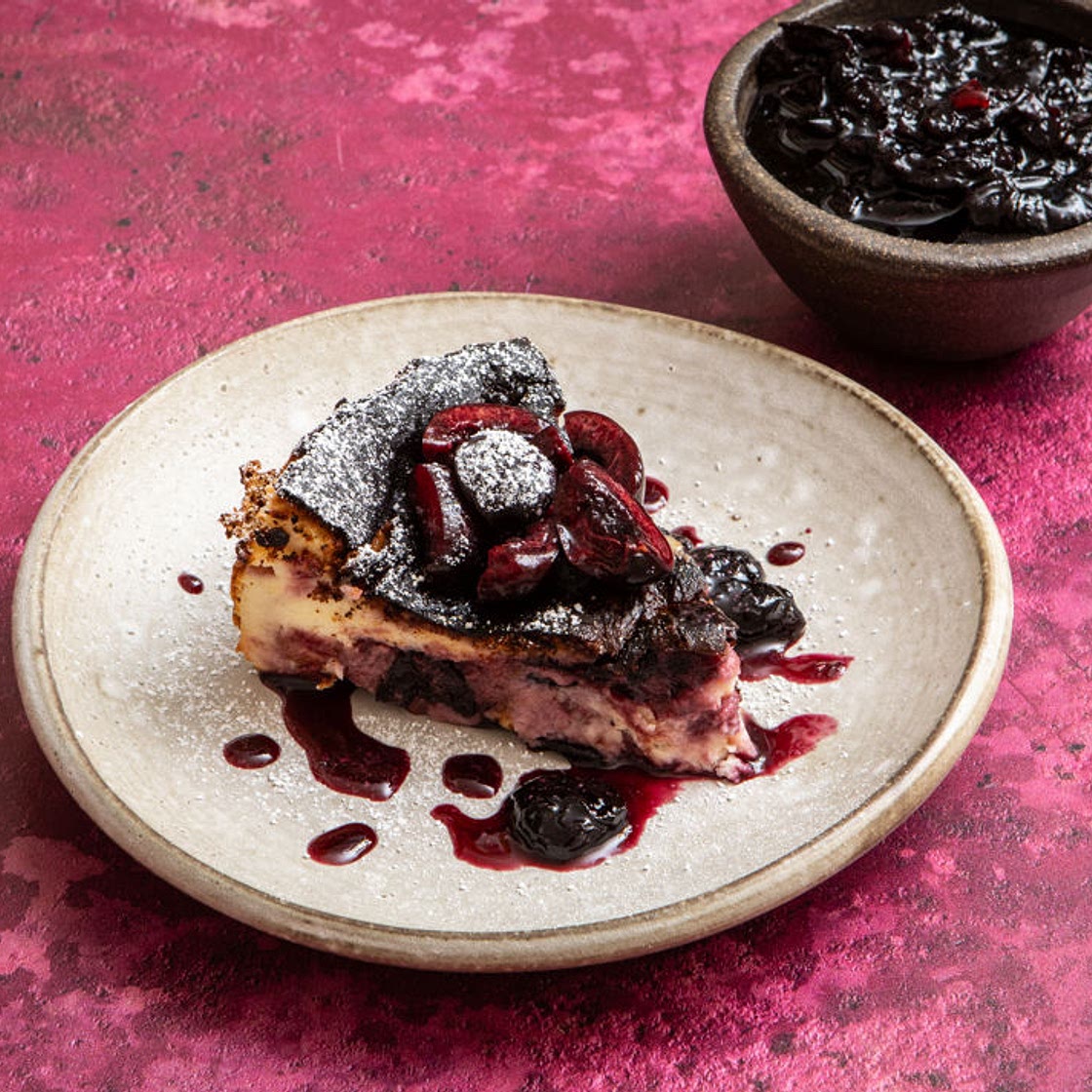 Burnt Basque Cheesecake with Cherry and Balsamic Jam Ripple Recipe