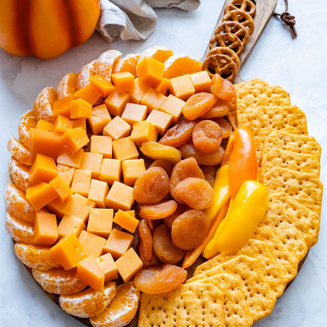 Easy Pumpkin-Shaped Cheese Board