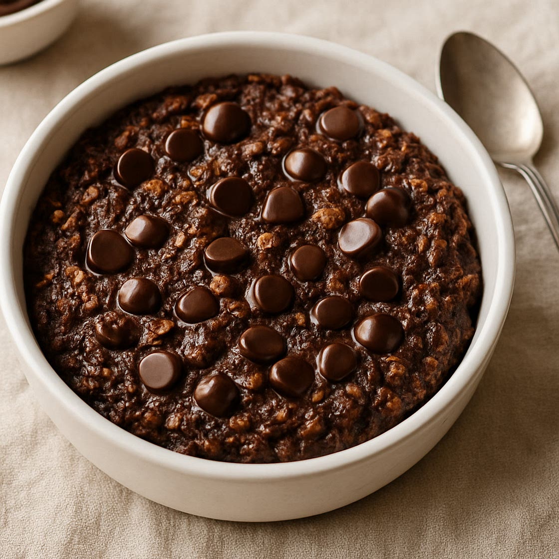 Double Choc Baked Oats with yoghurt