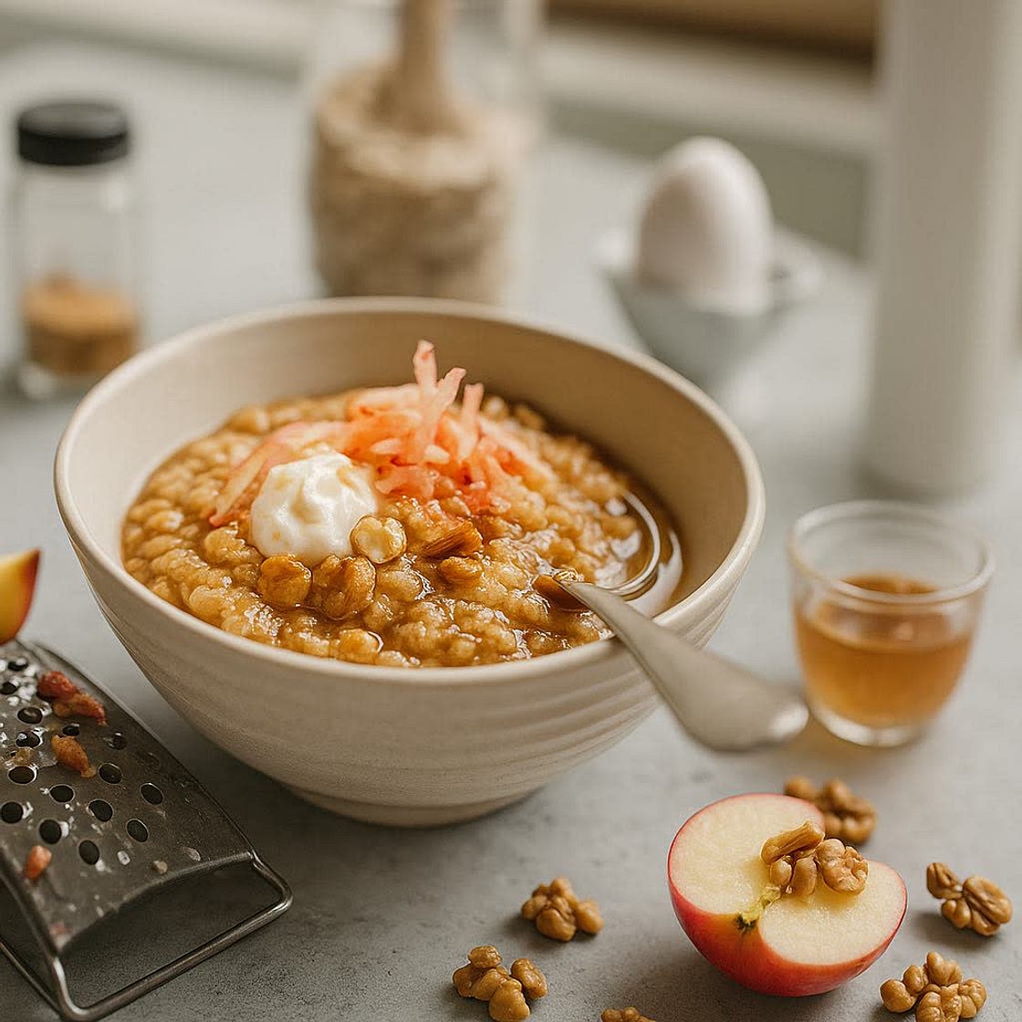 Apple porridge with golden raisins