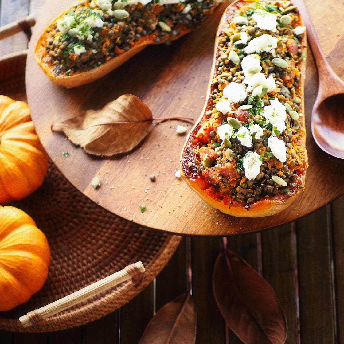 Butternut farci aux lentilles vertes du Puy
