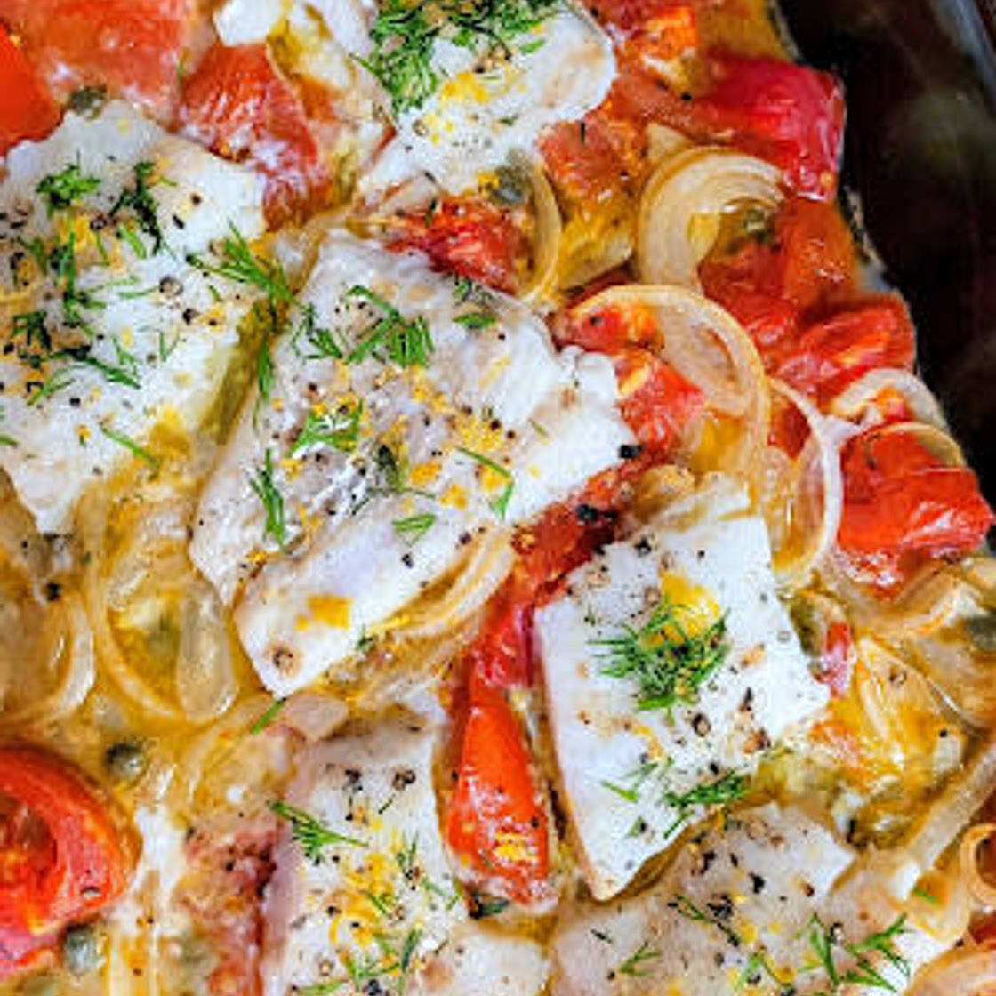 Sheet Pan Cod and Tomatoes