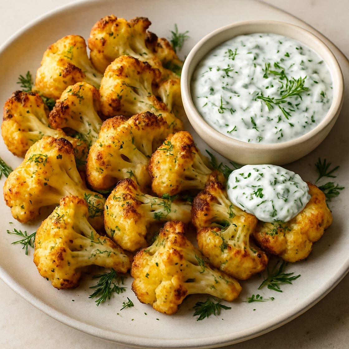 Roasted Cauliflower with Herbed Yogurt Sauce
