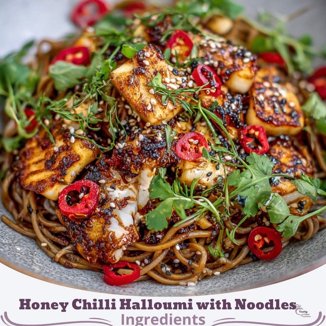 Honey Chilli Halloumi with Noodles 🍯🧀