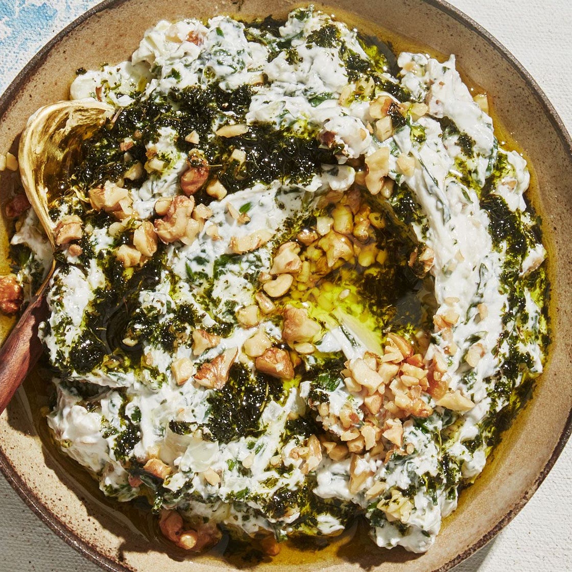 Spinach-Yogurt Dip With Sizzled Mint