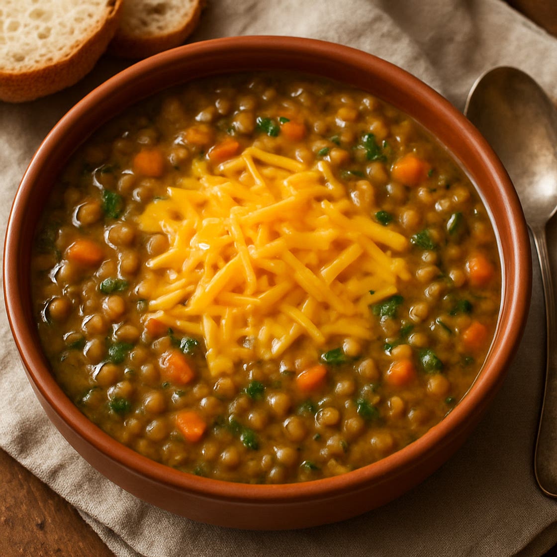 Lentil Soup with Cheddar