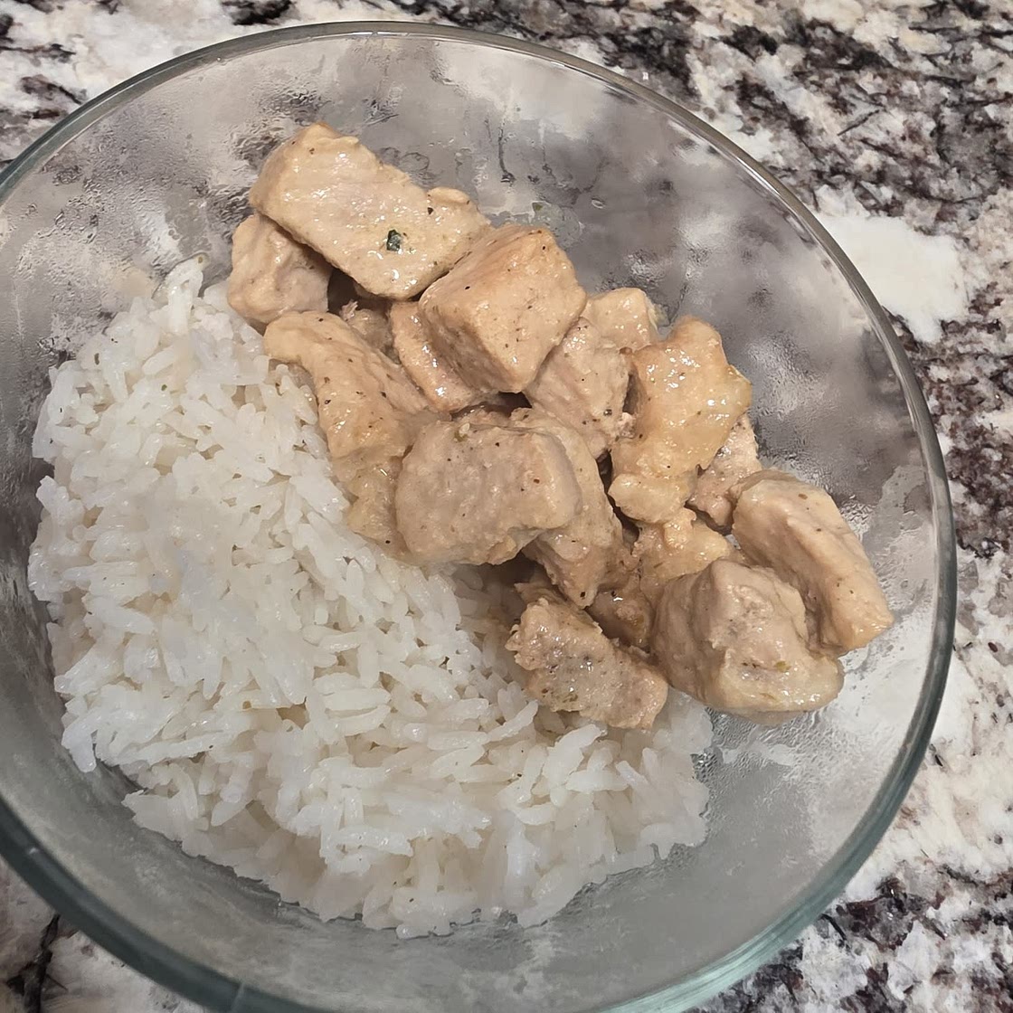 Pork chops in a garlic butter sauce