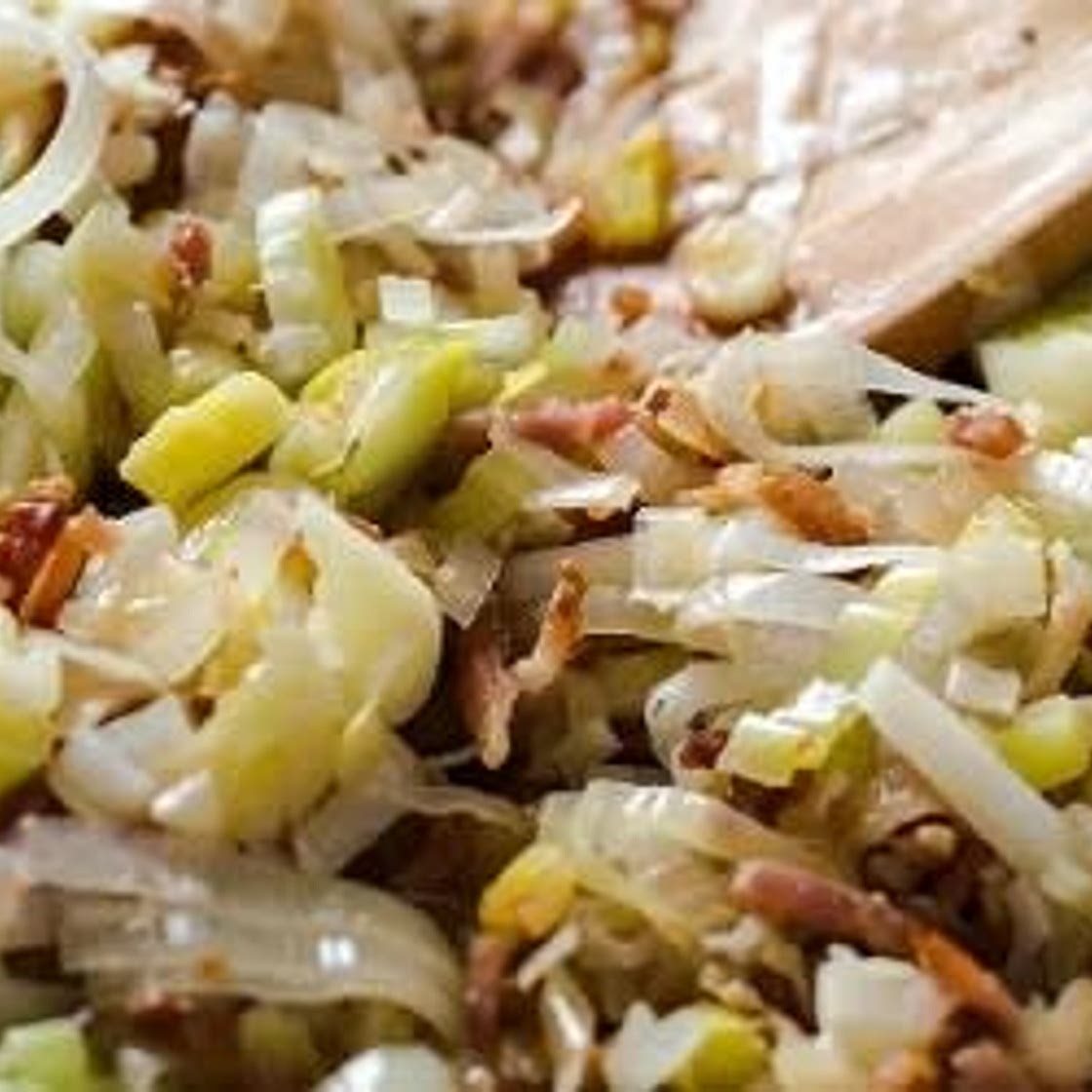 Poêlée aux poireaux et lardons