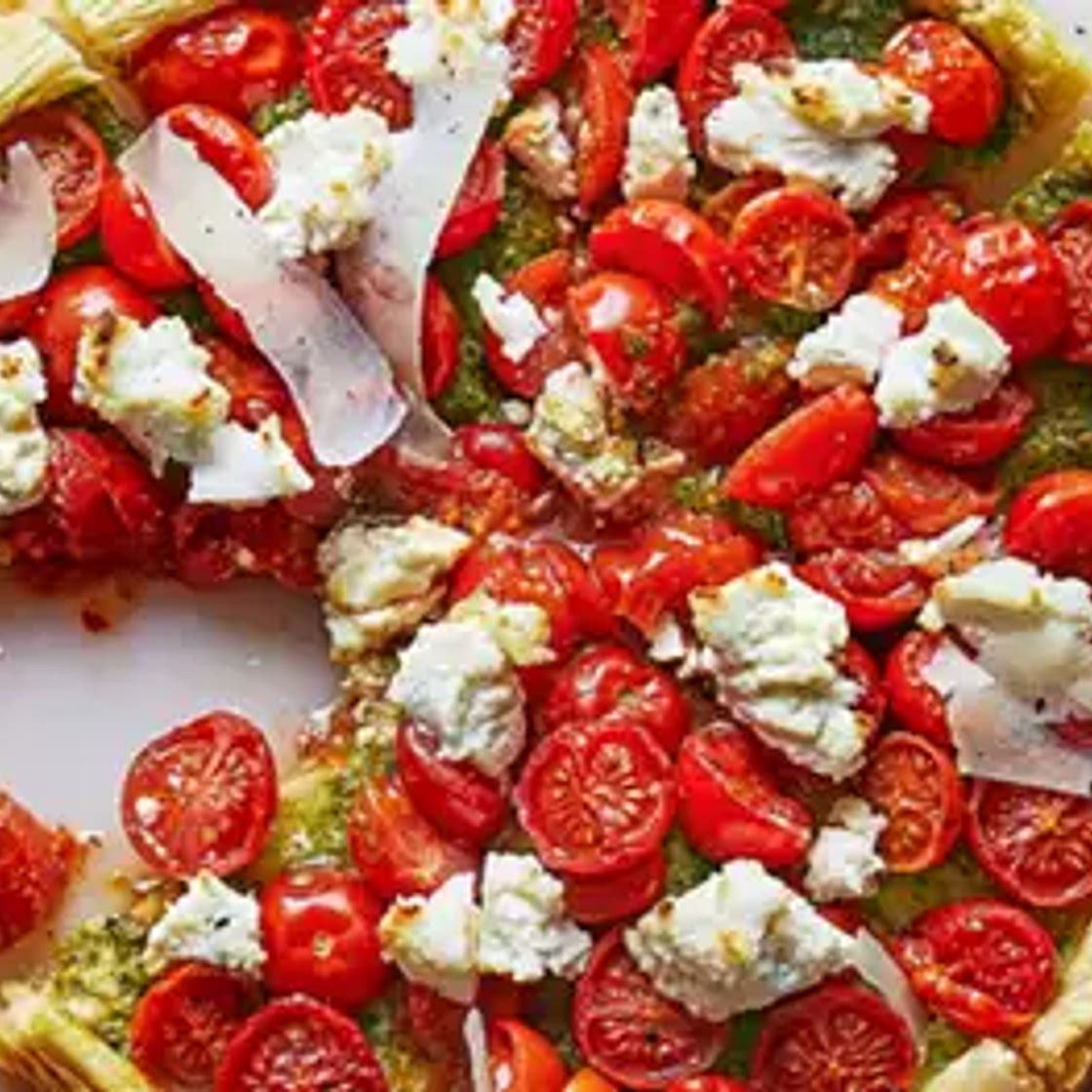 Tomato & pesto tart
