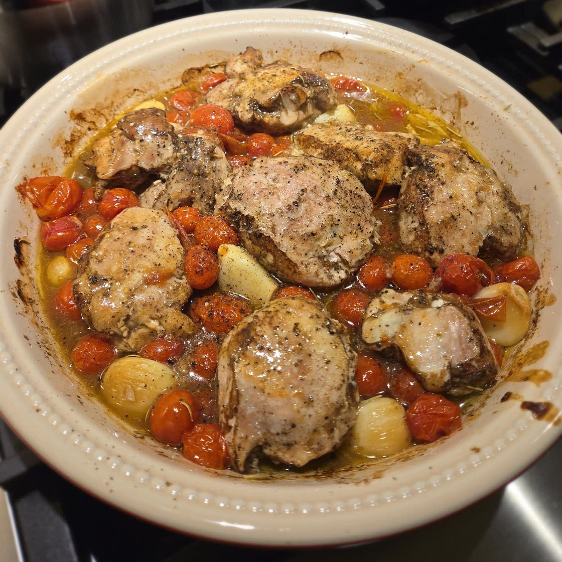 Baked Chicken Thighs With Cherry Tomatoes