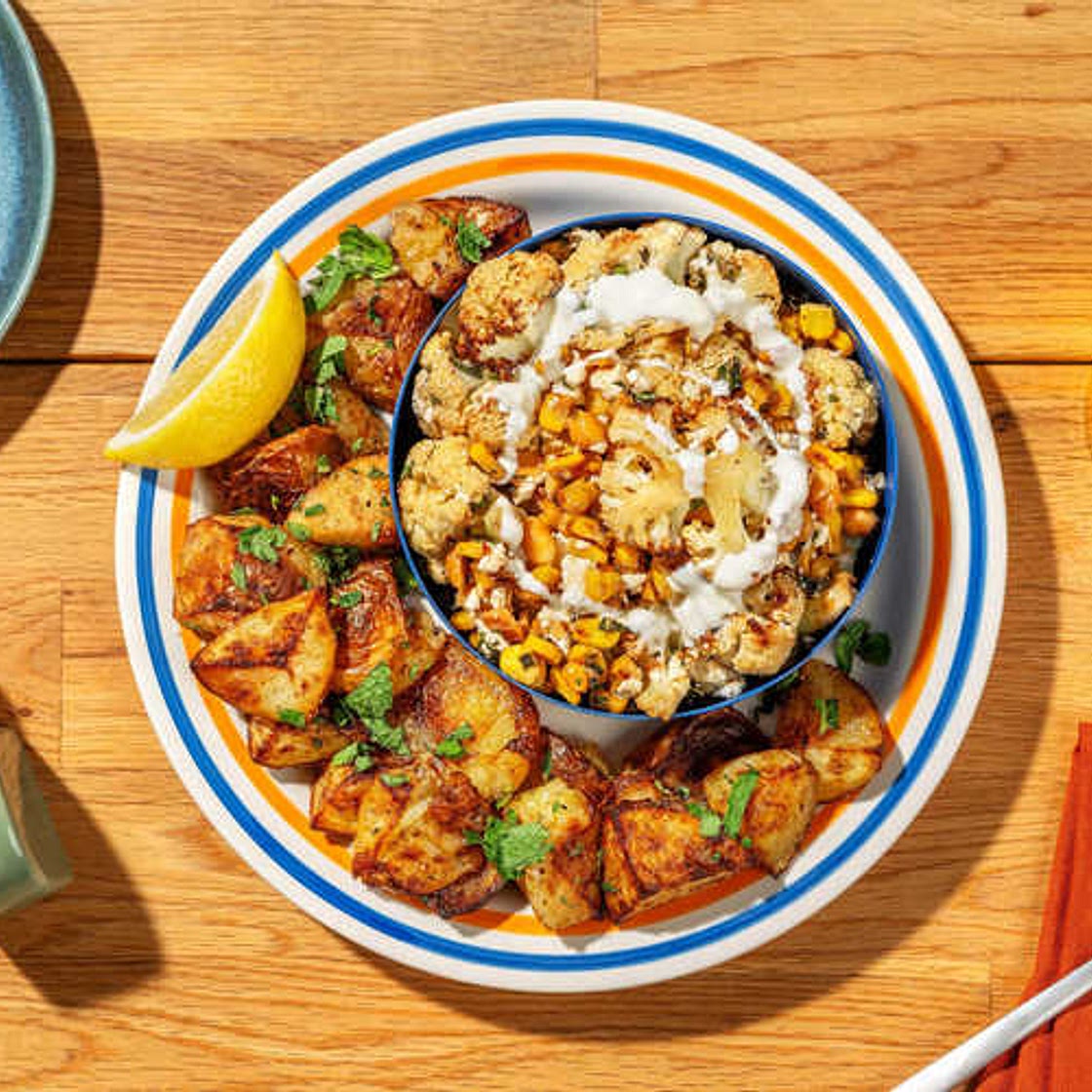 Cauliflower Salad with Smashed Potatoes and Soured Cream