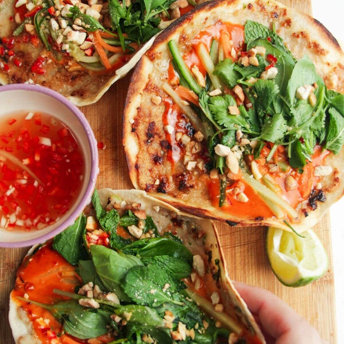 Smashed Bahn Mi Tacos