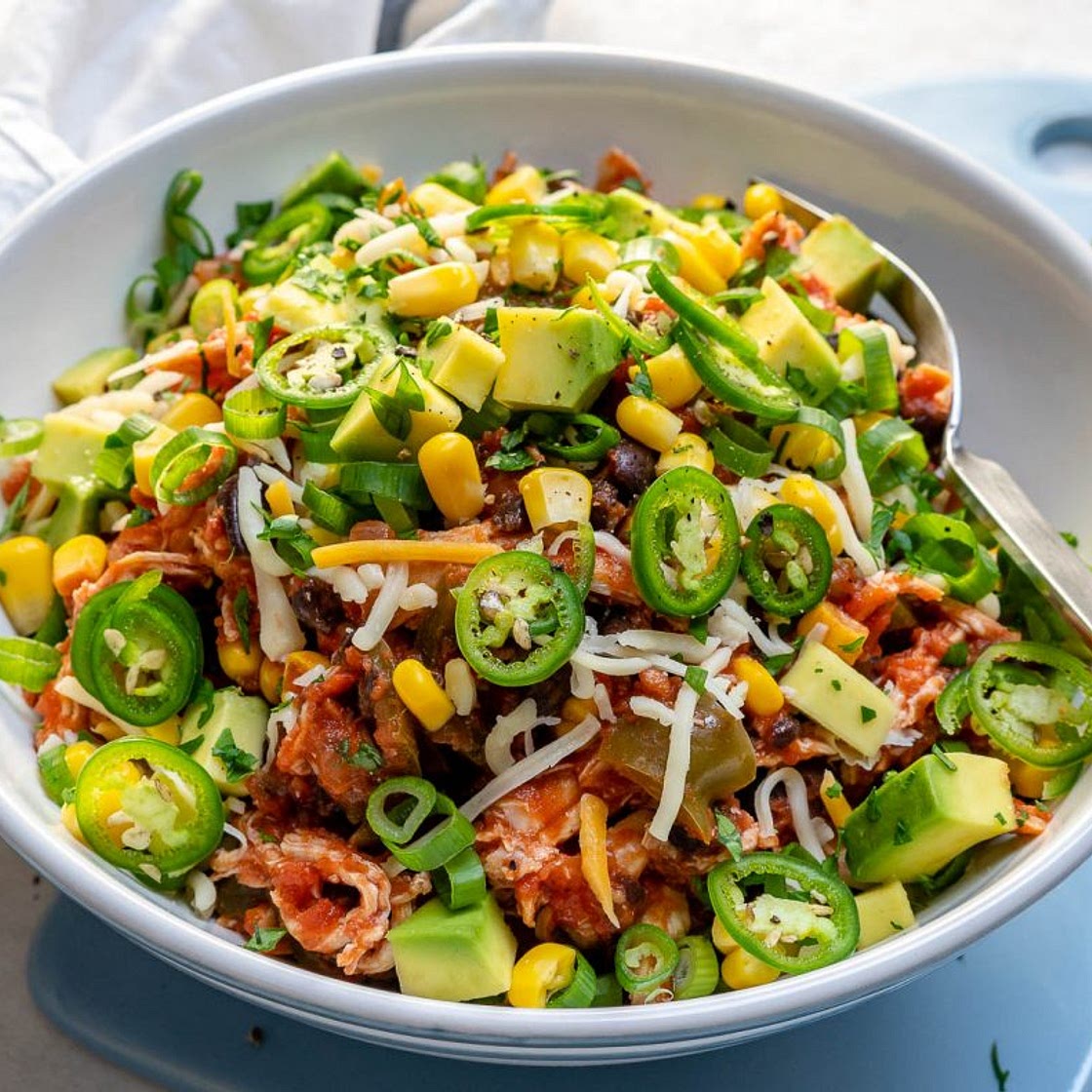 Clean Eating Crockpot Mexican Chicken Bowls!
