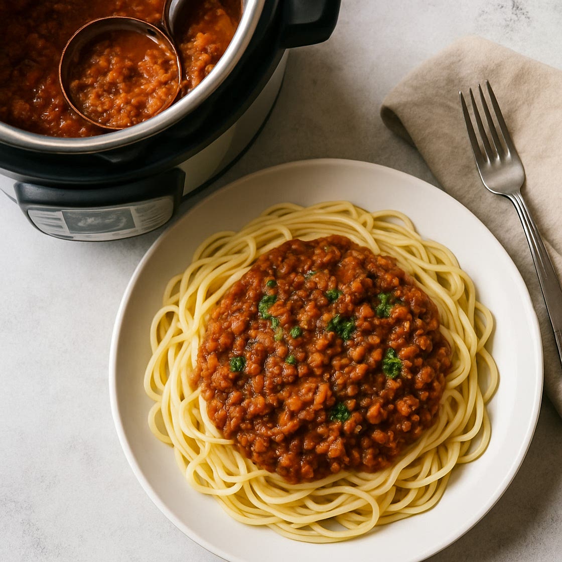 Instant Pot Vegan Mince Spaghetti Bolognese