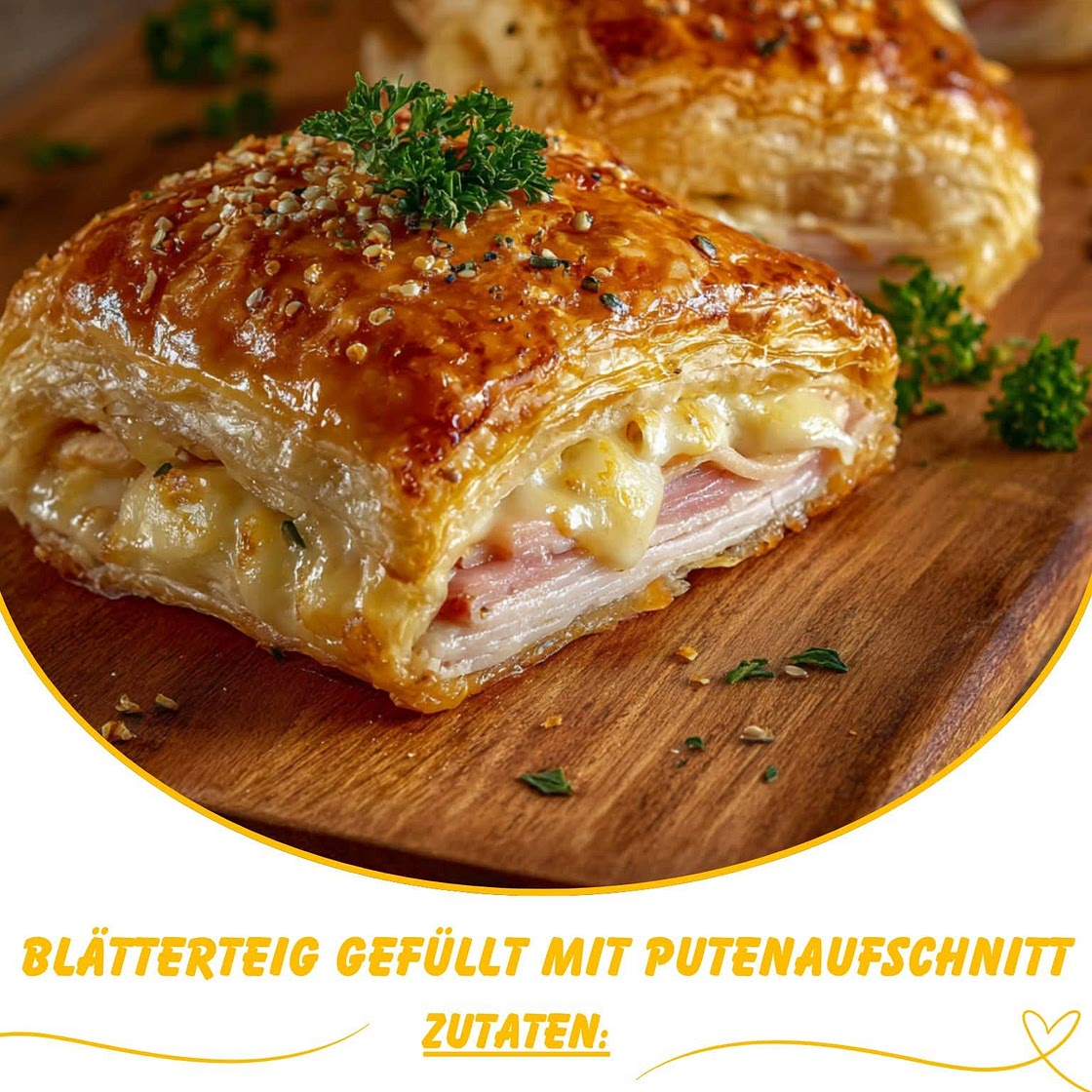 Blätterteig gefüllt mit Putenaufschnitt