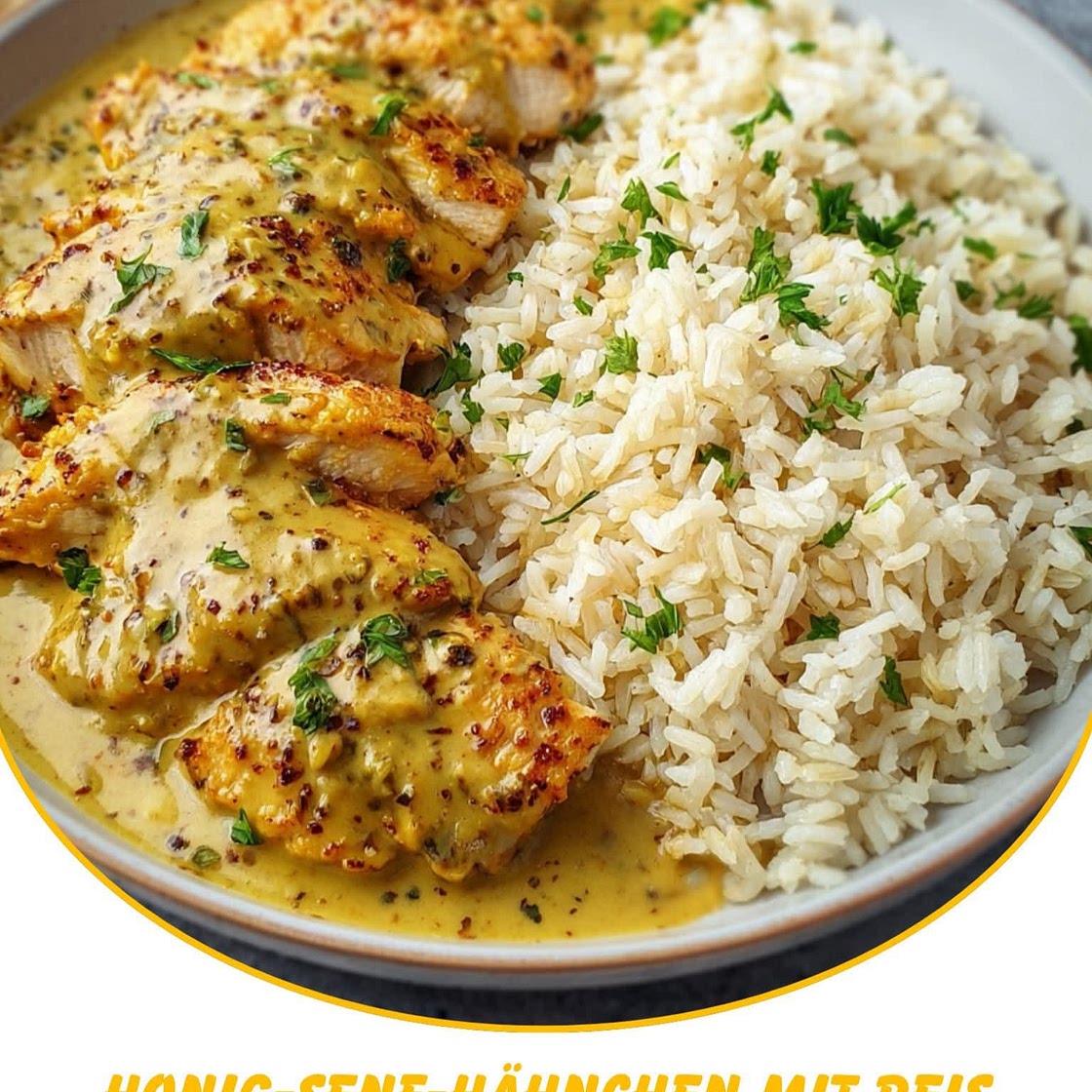Honig-Senf-Hähnchen mit Reis