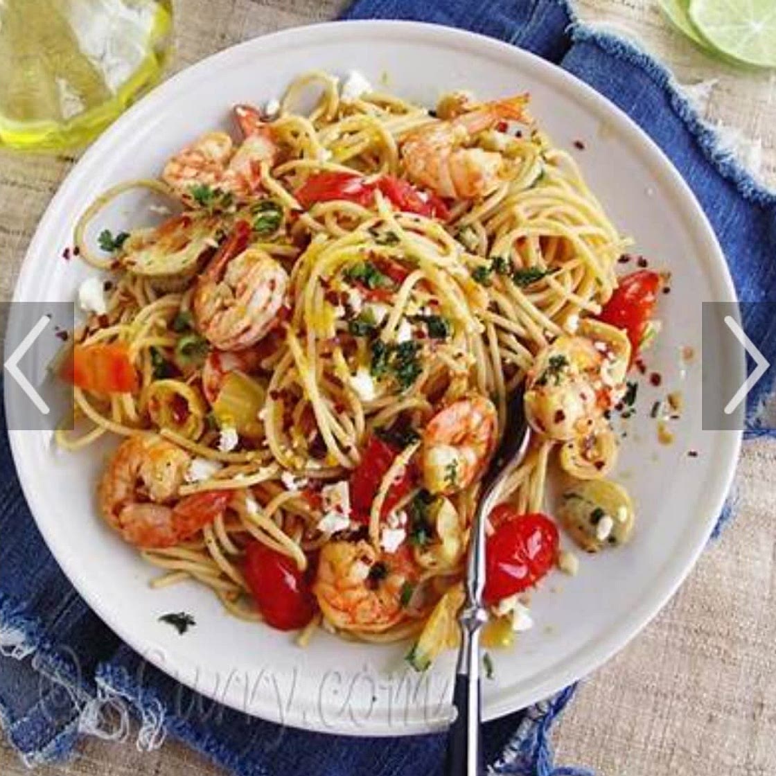 Shrimp, Artichoke  & Sun dried tomato pasta