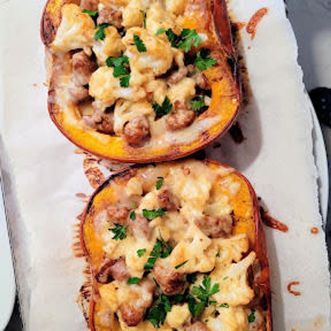 Sausage Cauliflower Stuffed Pumpkin