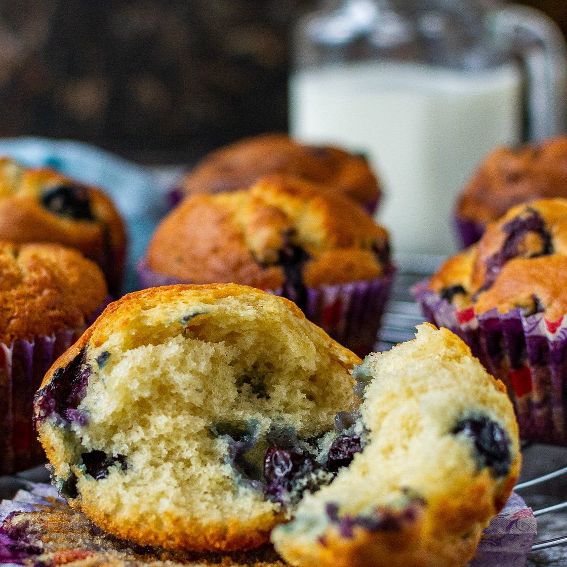 Greek Yogurt Blueberry Muffins (Low Sugar Recipe)