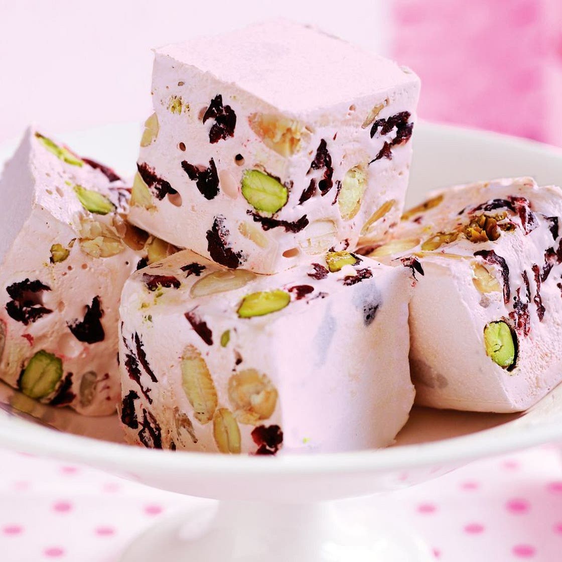Cranberry and pistachio nougat