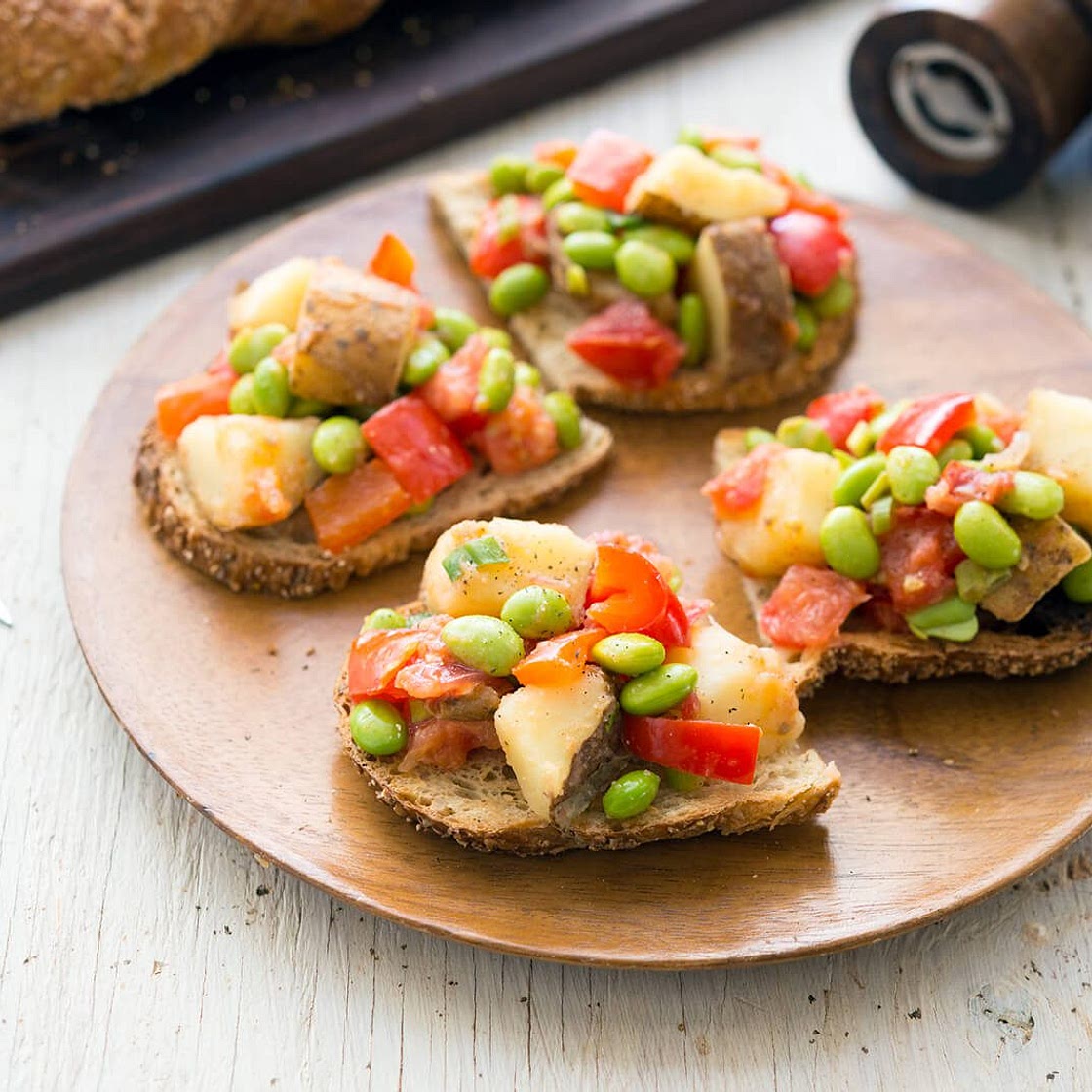 Potato-Edamame Hash on Toast