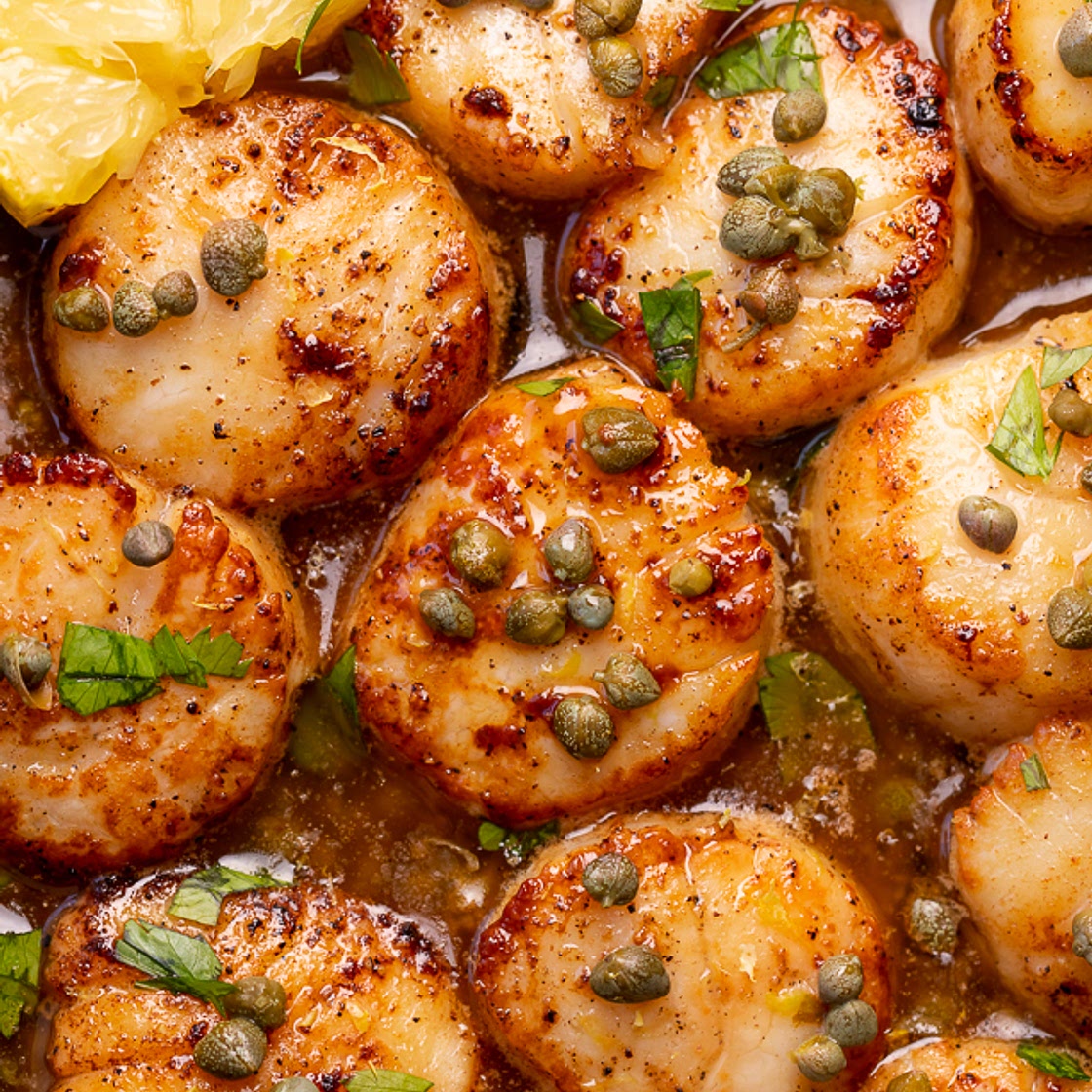 Pan Seared Scallops with Lemon Caper Sauce