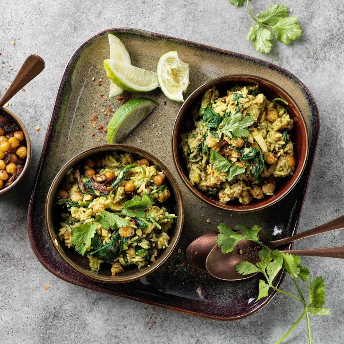Golden Rice mit knusprigen Kichererbsen