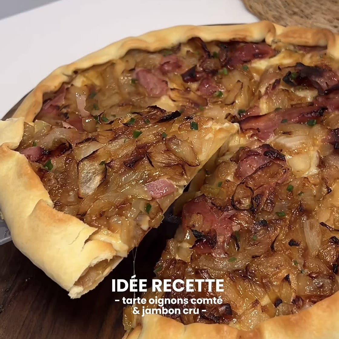 Tarte oignon comté & jambon cru