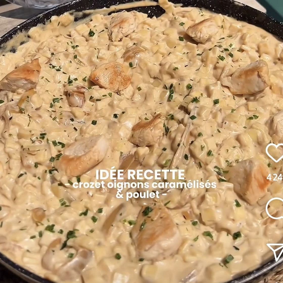 Crozet oignons caramélisés & poulet