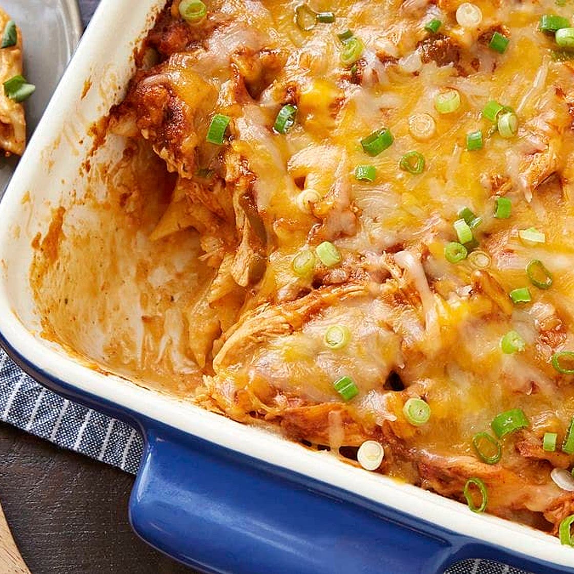 Baked Cheesy Enchilada Chicken Penne