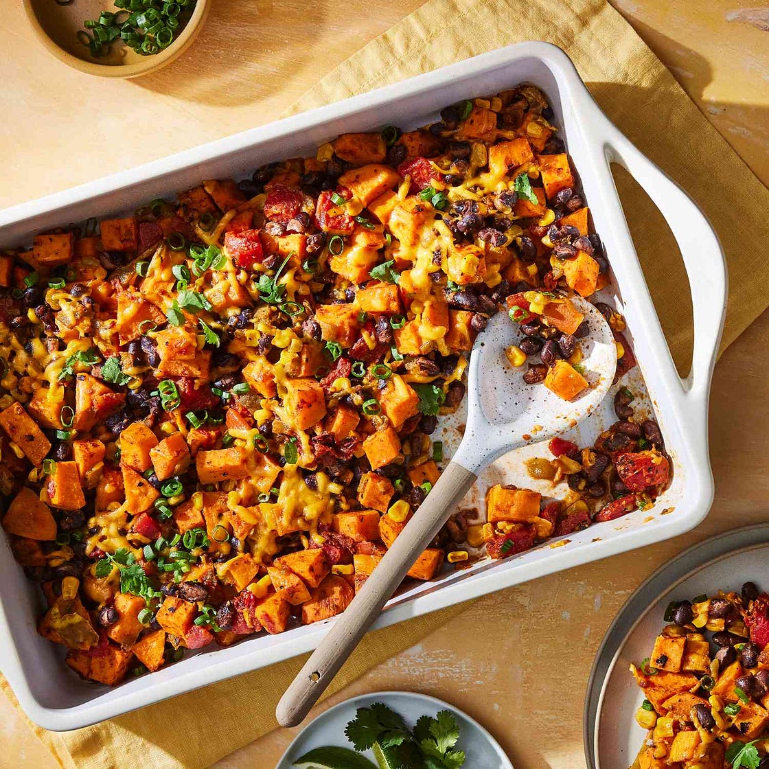Cheesy Sweet Potato & Black Bean Casserole