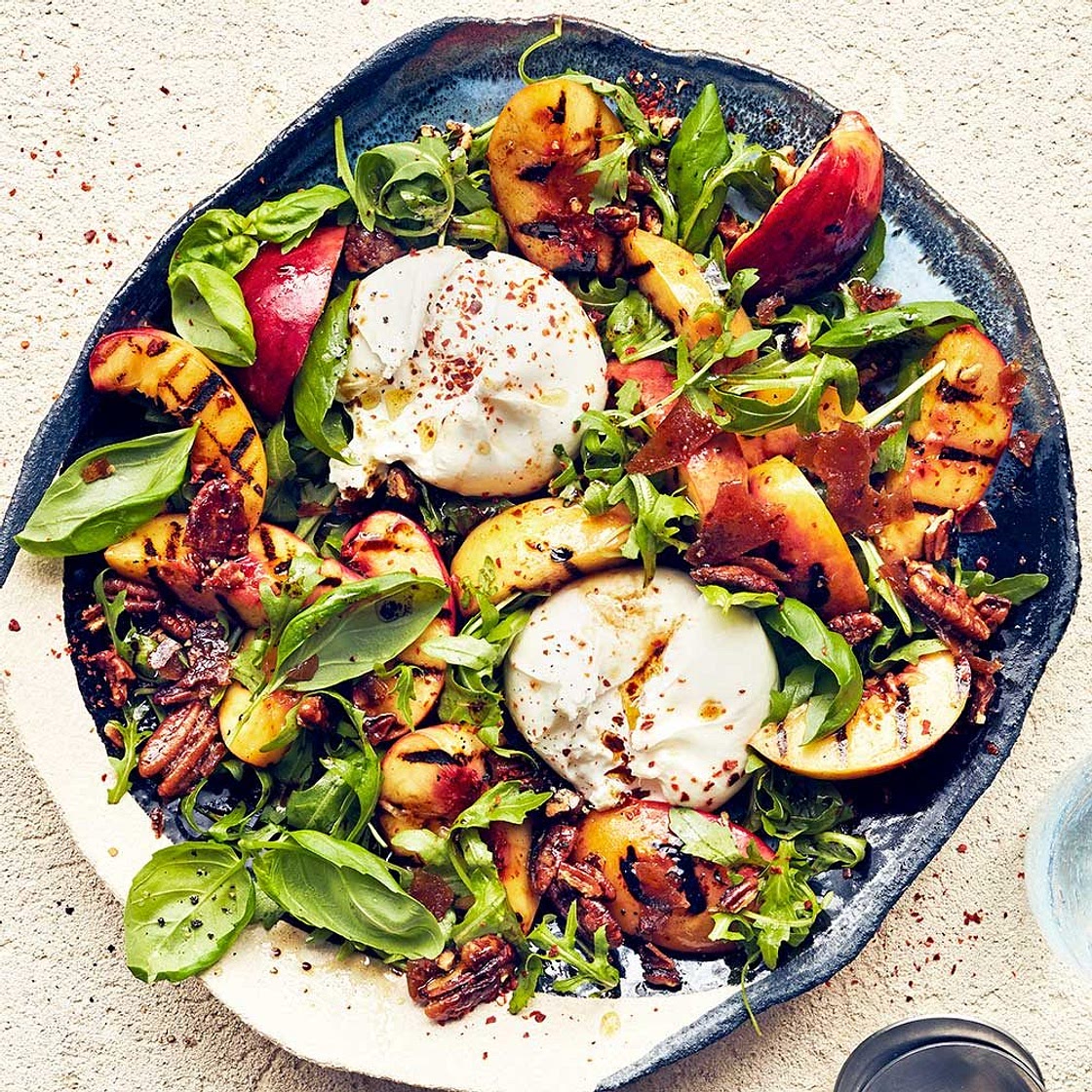Grilled nectarine & burrata salad