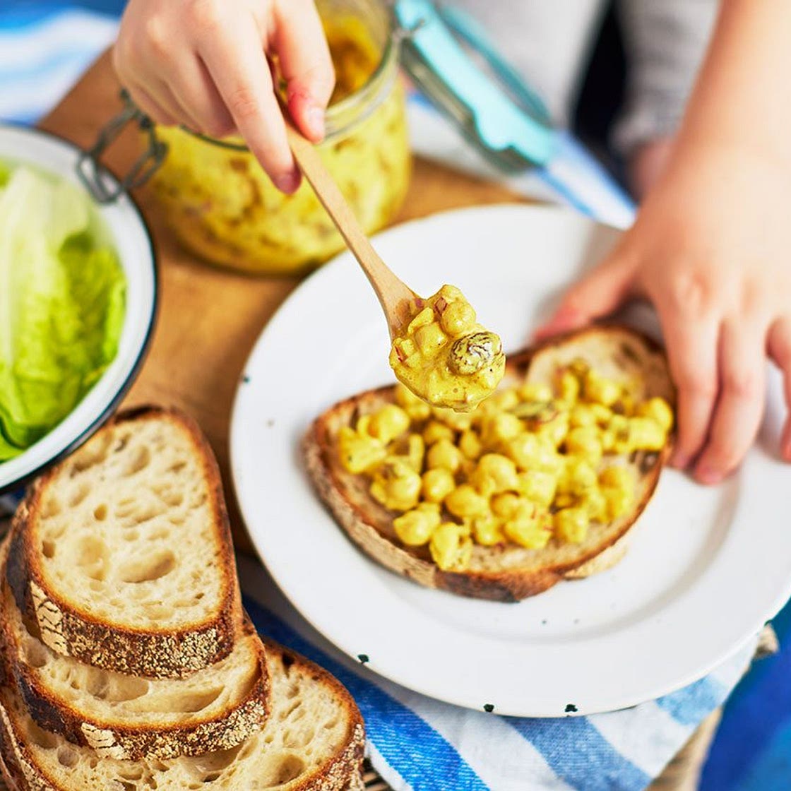 Coronation chickpea sandwich filler