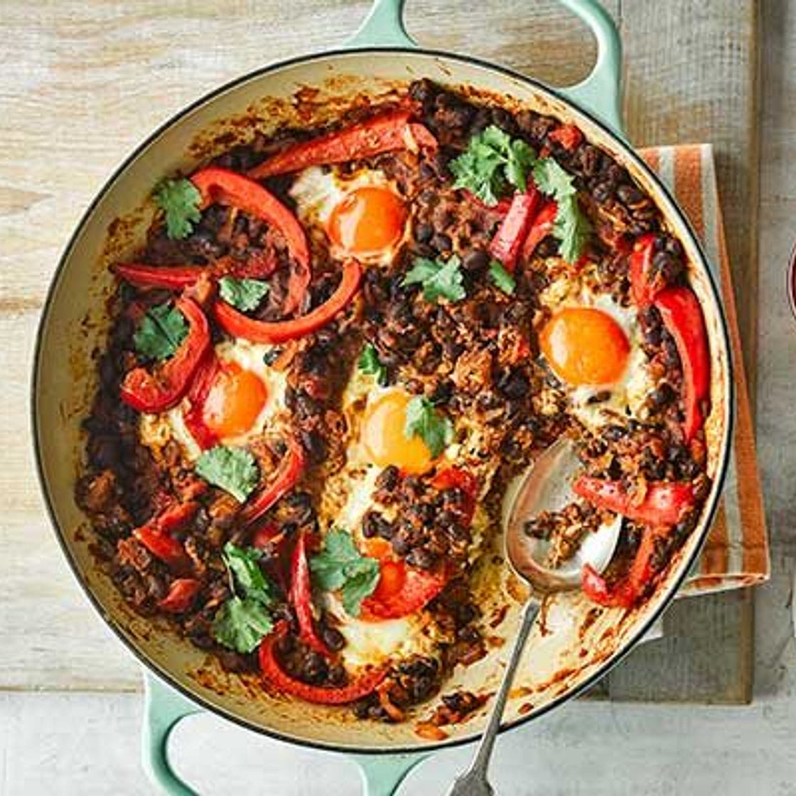 Smoky beans & baked eggs