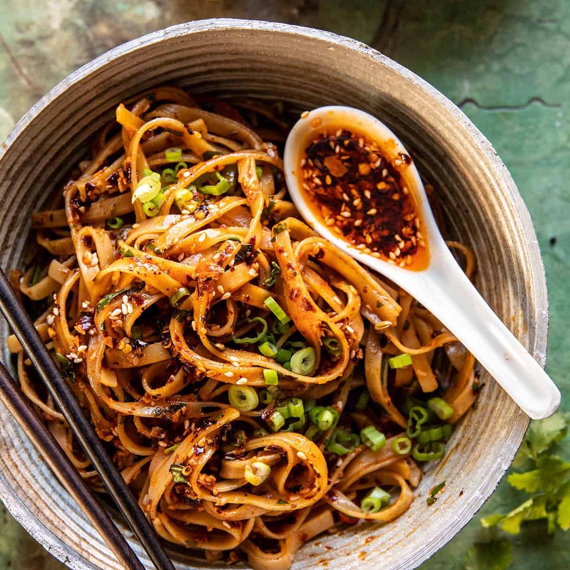 Crispy Sesame Garlic Chili Oil Noodles