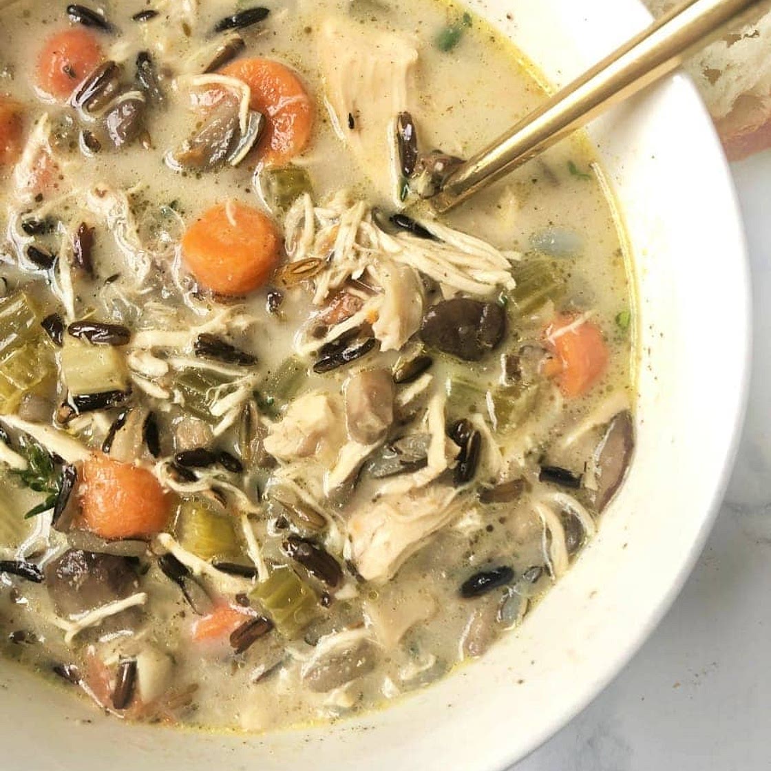 Instant Pot Chicken and Wild Rice Soup [Gluten and Dairy Free]